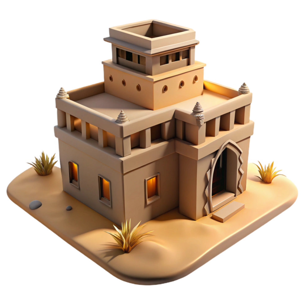 vibrant rustic Windblown Desert Building Cutout Golden Hour Light exclusive png