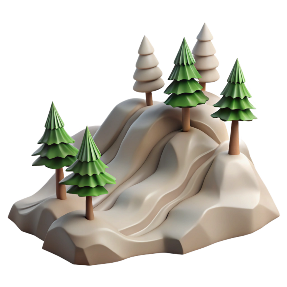 wonderful abstract Windblown Trees on Mountain Slope Transparent high quality png