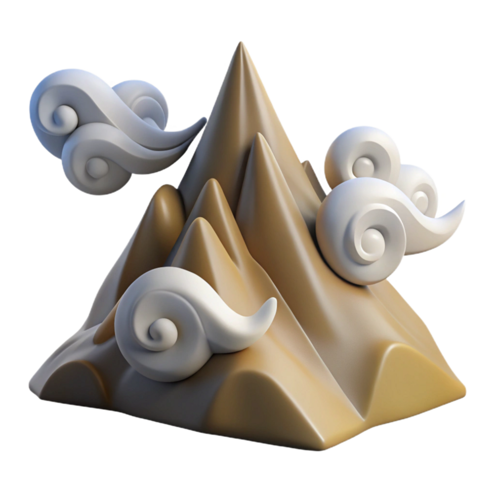 wonderful modern Windswept Aeropex Ascenders Peaks with Clouds Isolated high resolution png