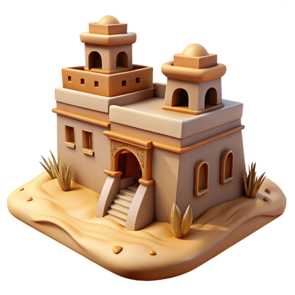 vibrant traditional Windswept Desert Architecture Cutout Isolated high quality png