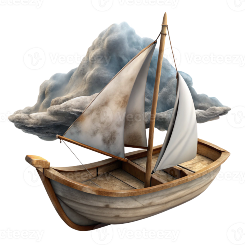 elegant traditional Windswept Sailboat in Dramatic Sky Isolated high quality png
