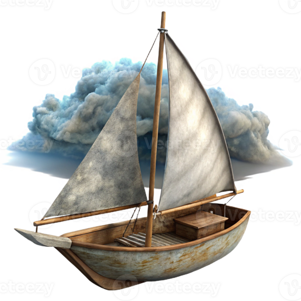 impressive minimalist Windswept Sailboat in Dramatic Sky Isolated professional png