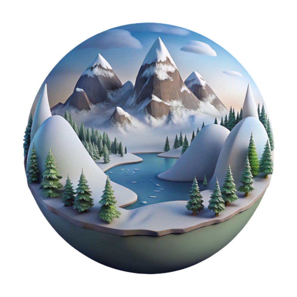 stunning modern Winter Fjord Panorama Cutout with Soft Sunlight premium png
