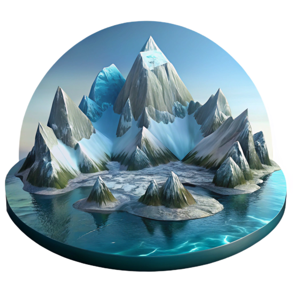dramatic traditional Winter Fjord Panorama Cutout with Soft Sunlight detailed png