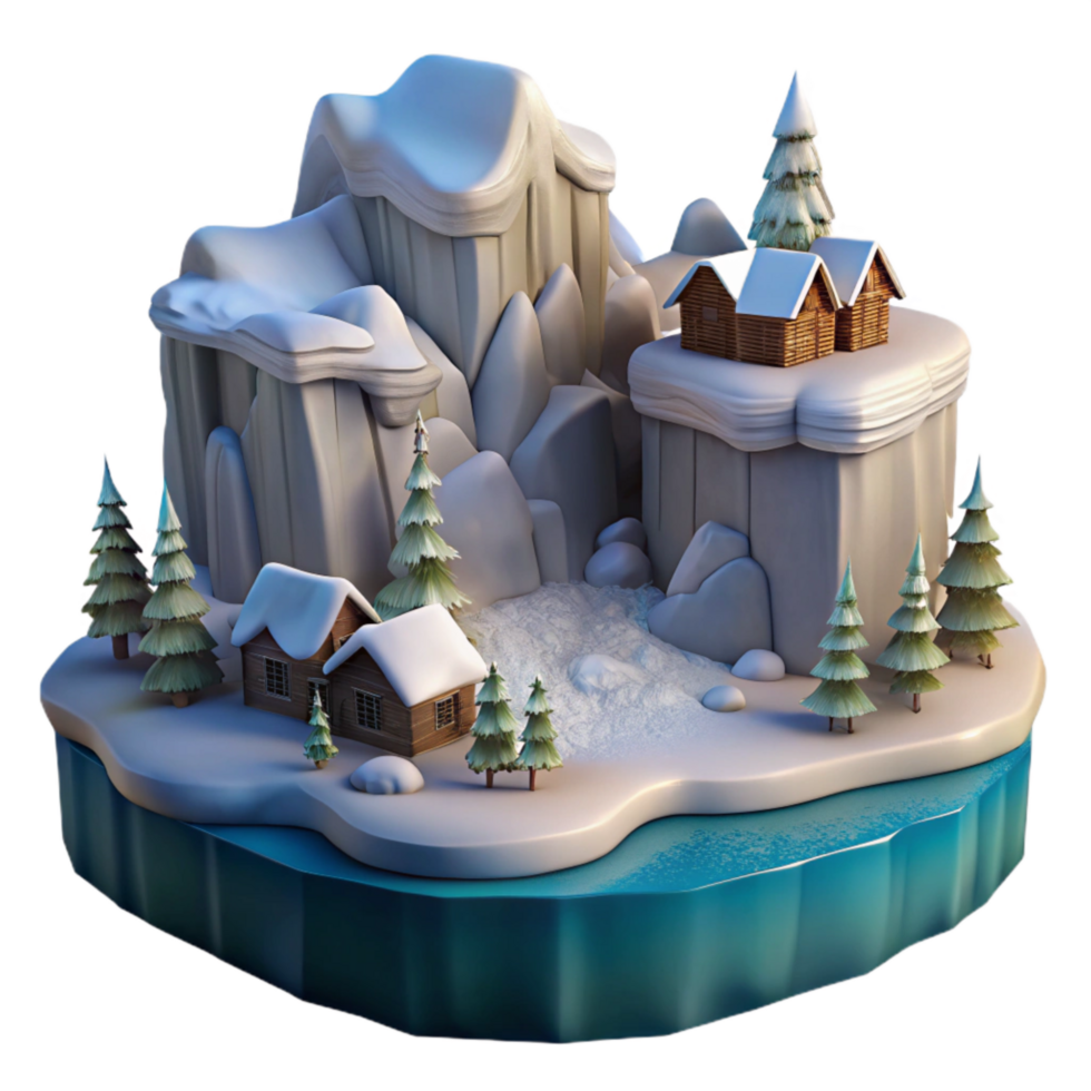 elegant creative Winter Fjord Scene with Snow Covered Cliffs Cutout detailed png