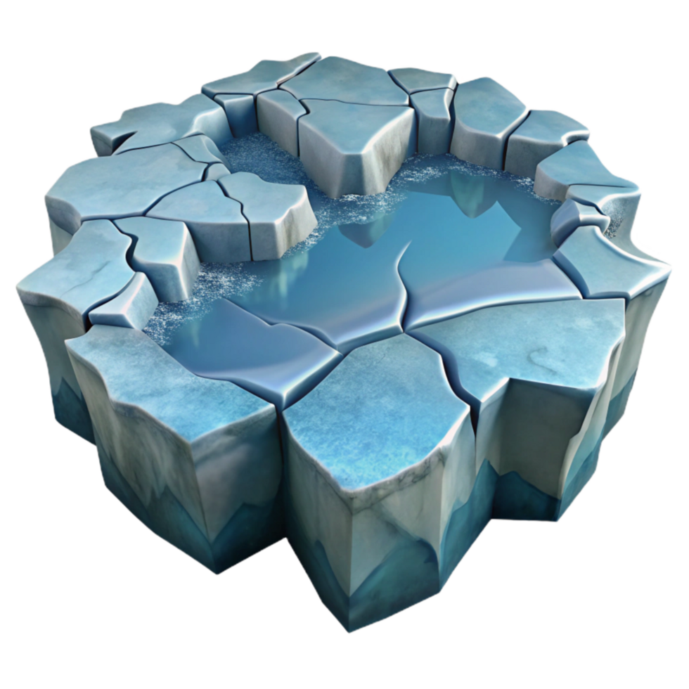 serene rustic Winter Lake Ice Crack Texture Isolated with Frosted Edges exclusive png