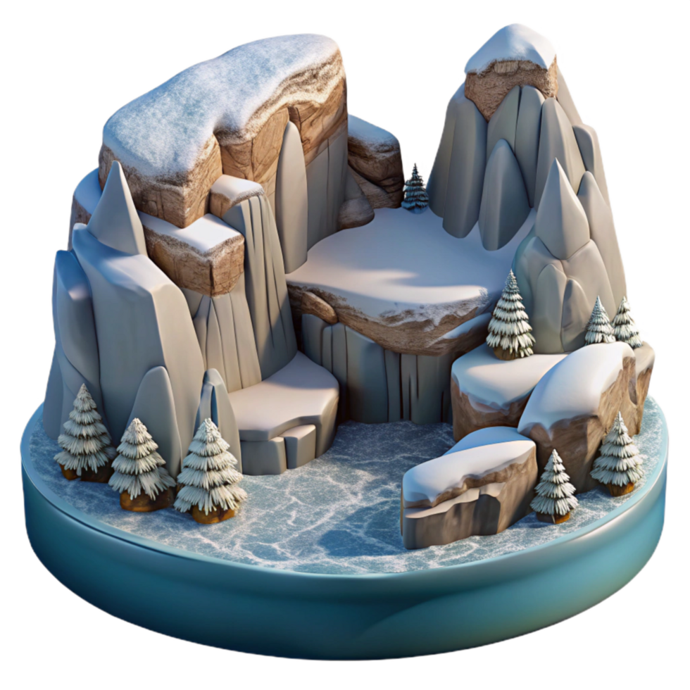 wonderful abstract Winter Fjord Scene with Snow Covered Cliffs Cutout professional png