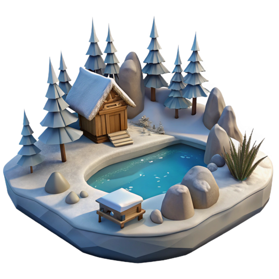 impressive artistic Winter Landscape Frozen Lake Isolated professional png