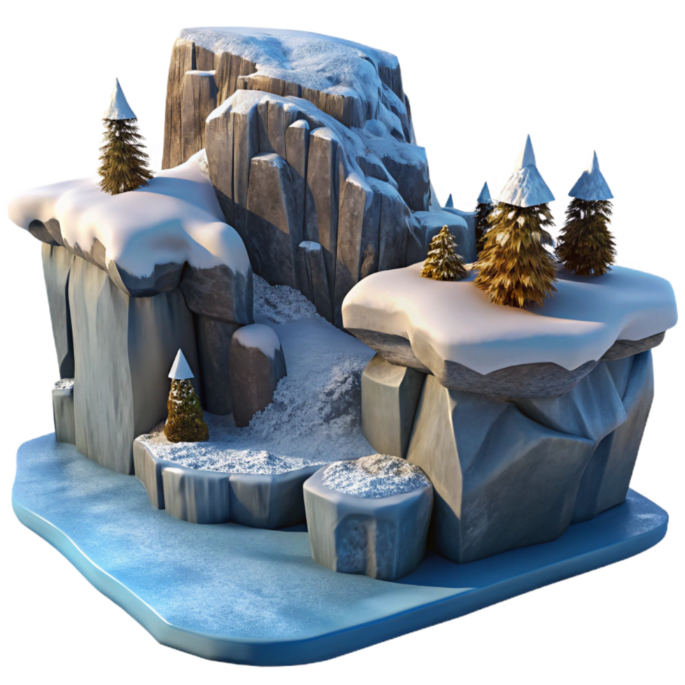 extraordinary artistic Winter Fjord Scene with Snow Covered Cliffs Cutout high resolution png