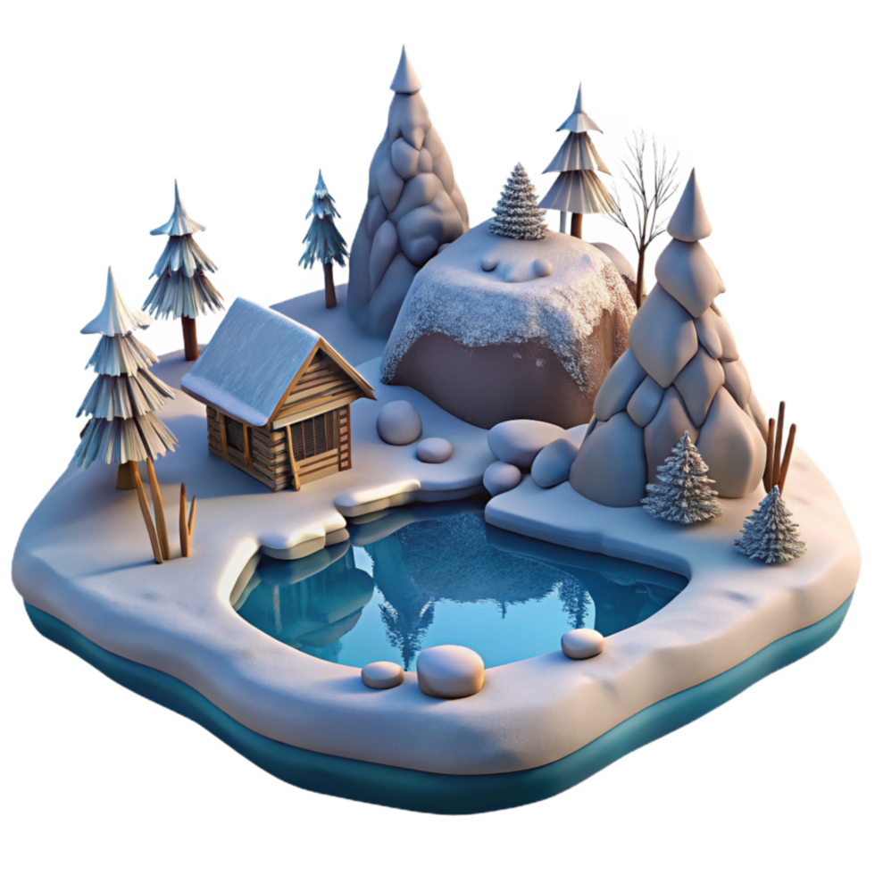 extraordinary traditional Winter Landscape Frozen Lake Isolated genuine png