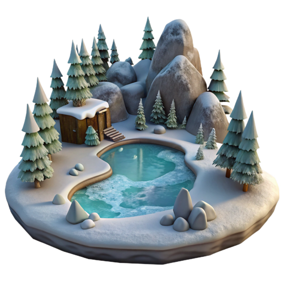 dramatic creative Winter Landscape Frozen Lake Isolated high resolution png