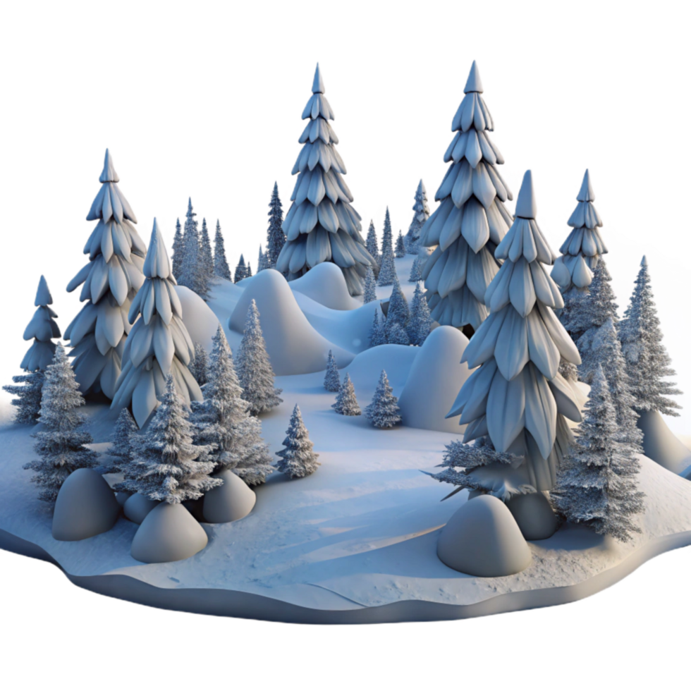 beautiful modern Winter Landscape Panorama Cutout with Frosted Trees exclusive png