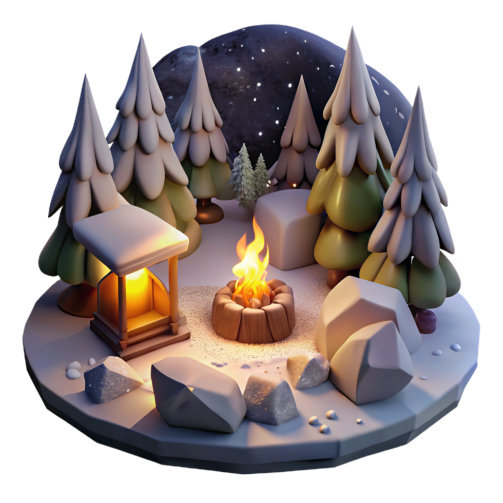 vibrant modern Winter Night Embers and Shadows Cutout Element exclusive png