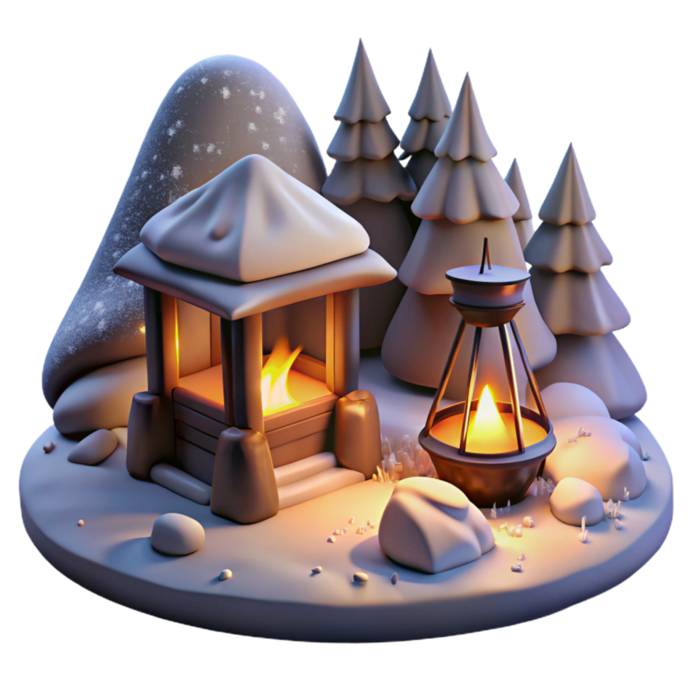 impressive artistic Winter Night Embers and Shadows Cutout Element original png