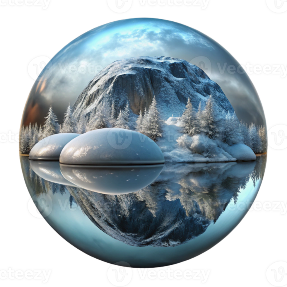 extraordinary modern Winter Sky Reflection in Frozen Lake Isolated professional png