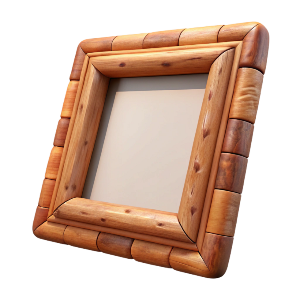 beautiful minimalist Wooden Picture Frame Empty Transparent Background high resolution png