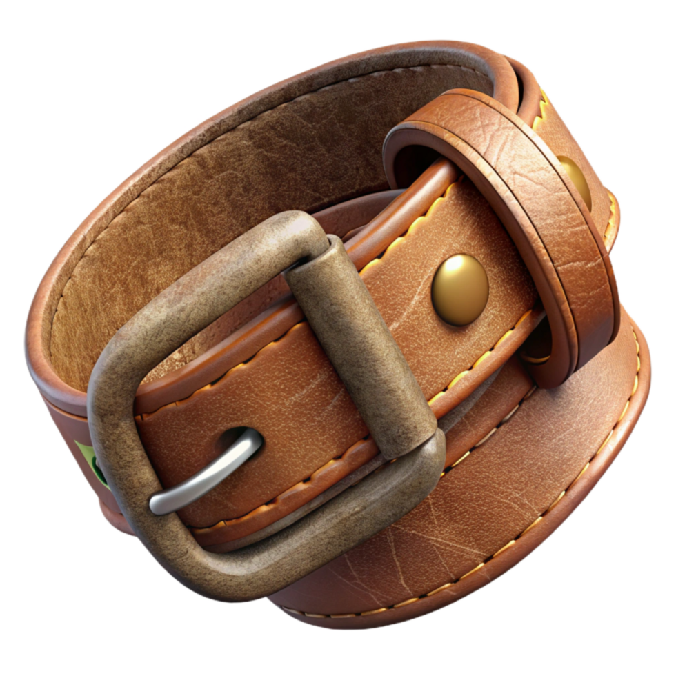 elegant contemporary Worn Leather Belt with Buckle Detail Isolated detailed png