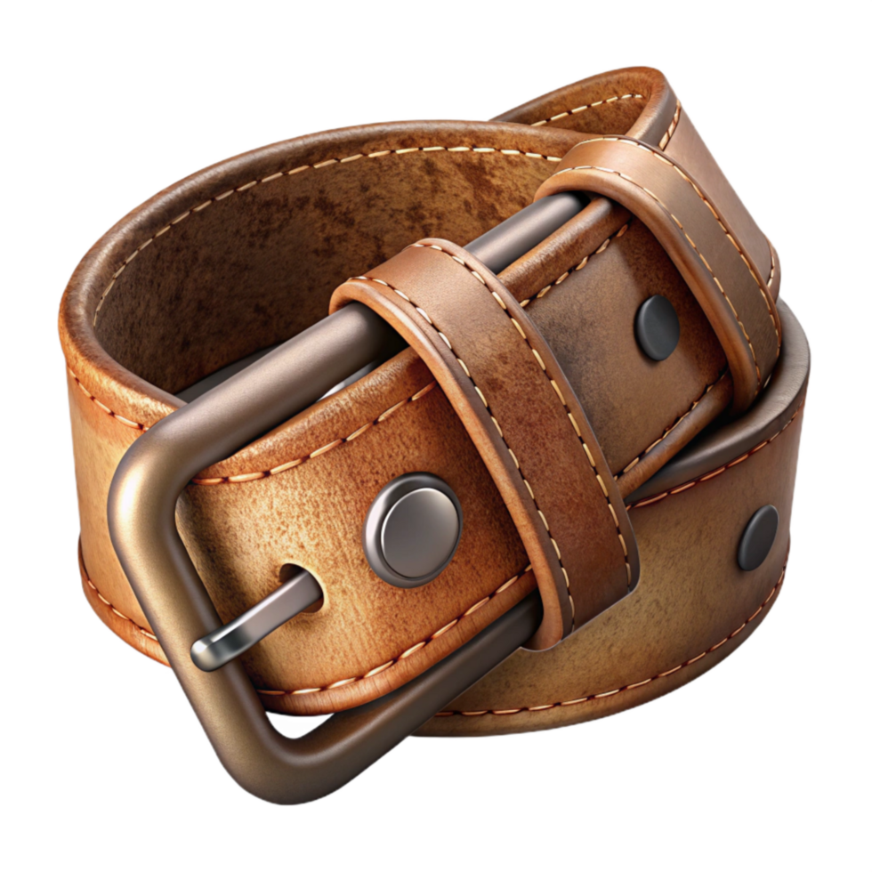 beautiful minimalist Worn Leather Belt with Buckle Detail Isolated original png