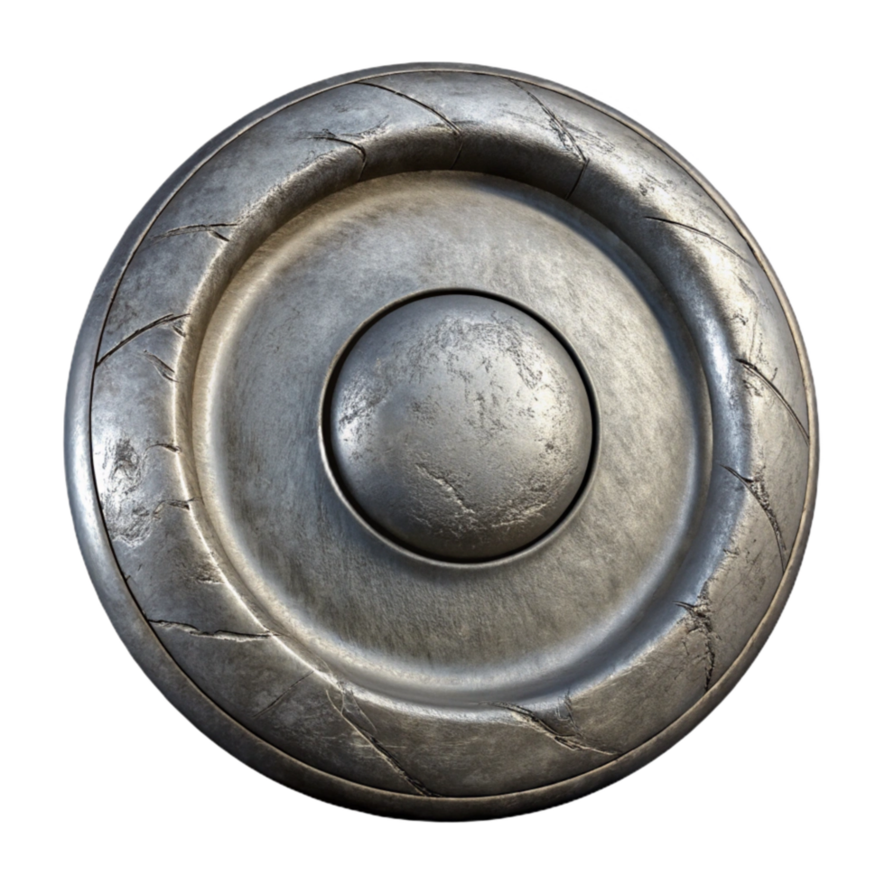 dramatic rustic Worn Metal Button Texture Steel Gray Isolated premium png