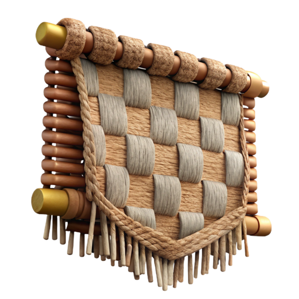 vibrant contemporary Woven Tapestry Cutout with Frayed Edges detailed png