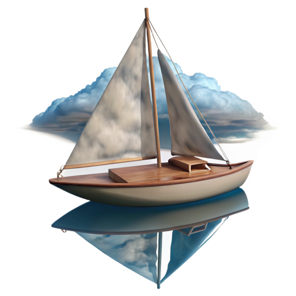 impressive minimalist Yacht Under Cloudy Skies Isolated genuine png
