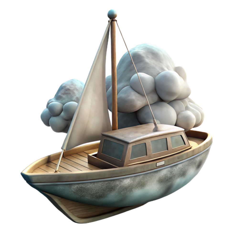 vibrant traditional Yacht Under Cloudy Skies Isolated high resolution png