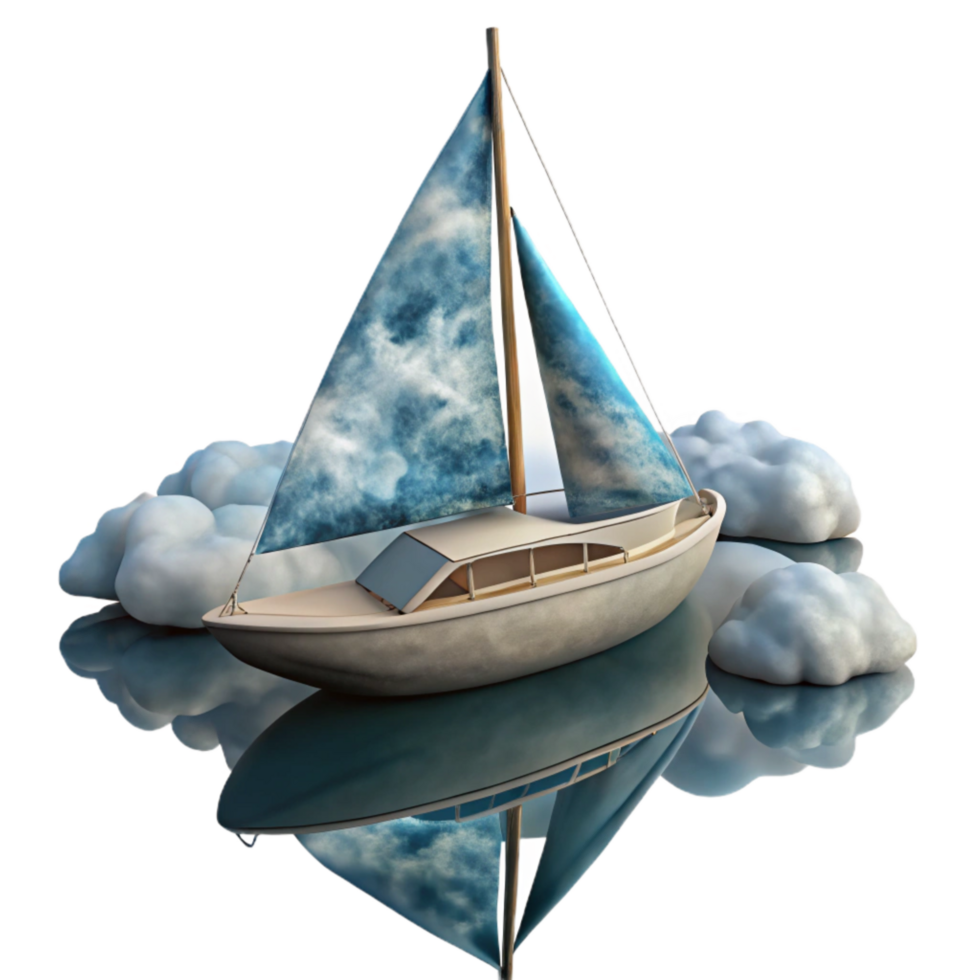 wonderful traditional Yacht Under Cloudy Skies Isolated high quality png
