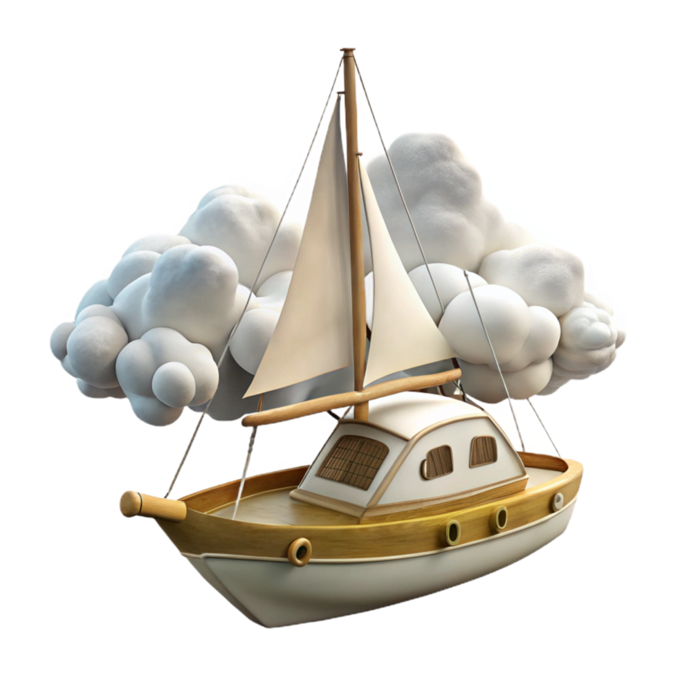 vibrant modern Yacht Under Cloudy Skies Isolated original png