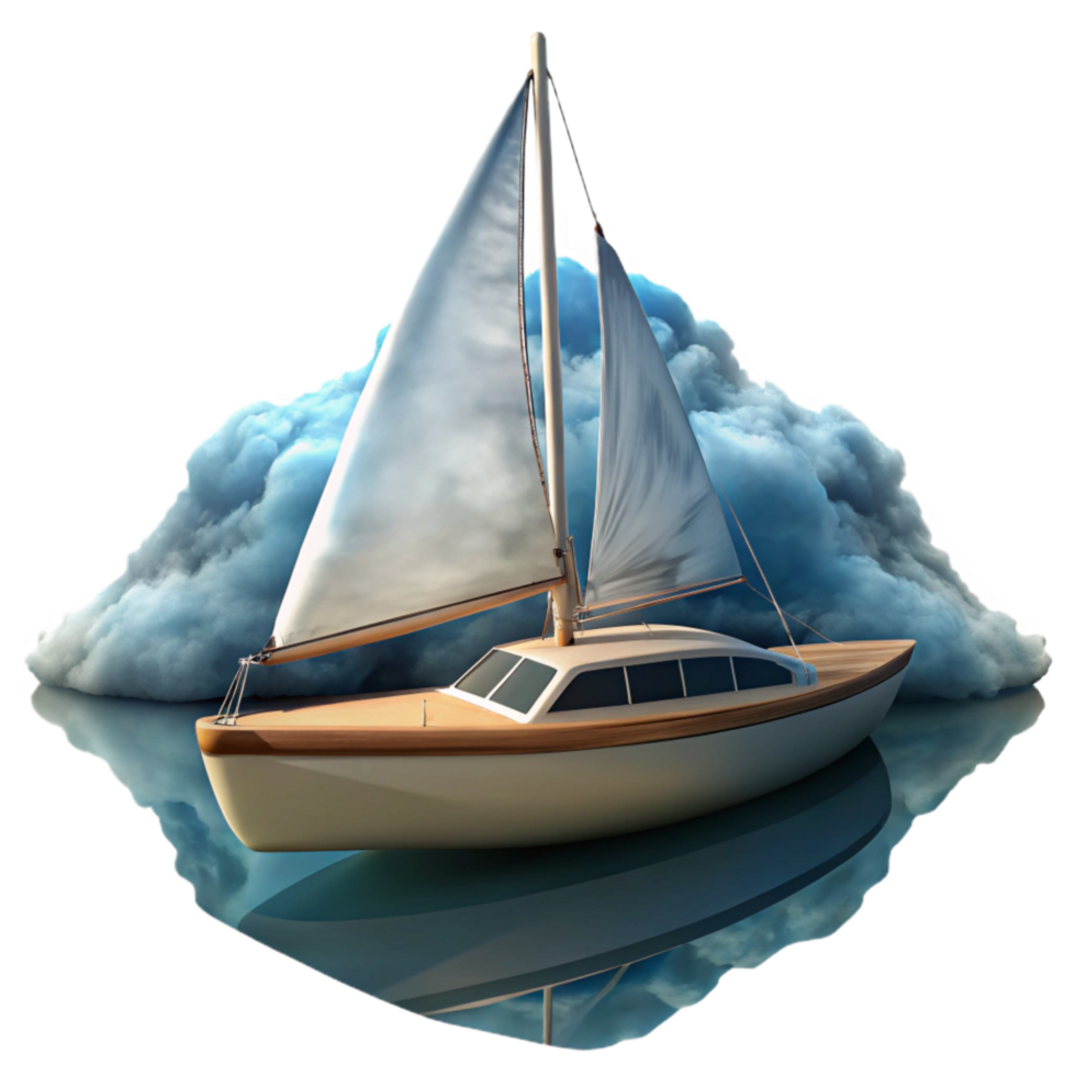wonderful contemporary Yacht Under Cloudy Skies Isolated professional png