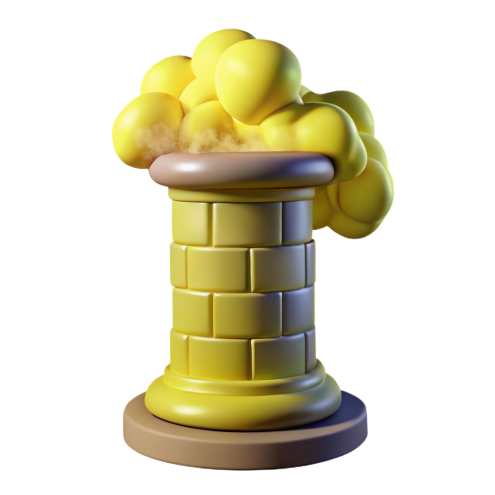 vibrant abstract Yellow Transparent Smoke Enveloping Brick Column Isolated professional png