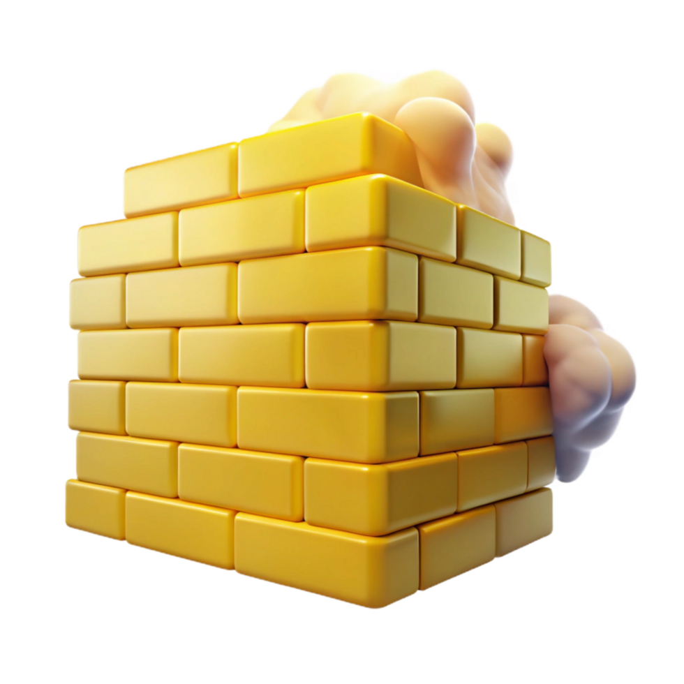 wonderful contemporary Yellow Translucent Smoke Enveloping Brick Wall Transparent Background detailed png