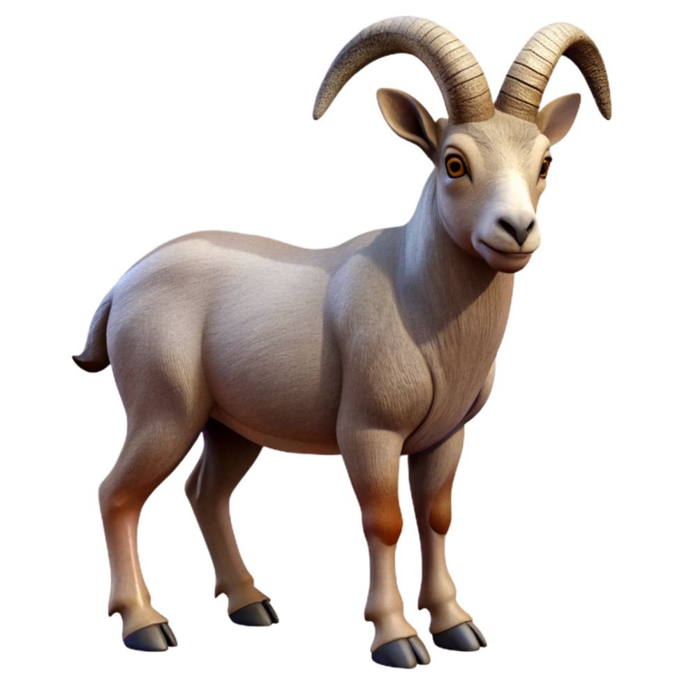 vibrant rustic Zephyr Zone Mountain Goat Isolated Element Realistic Rendering original png