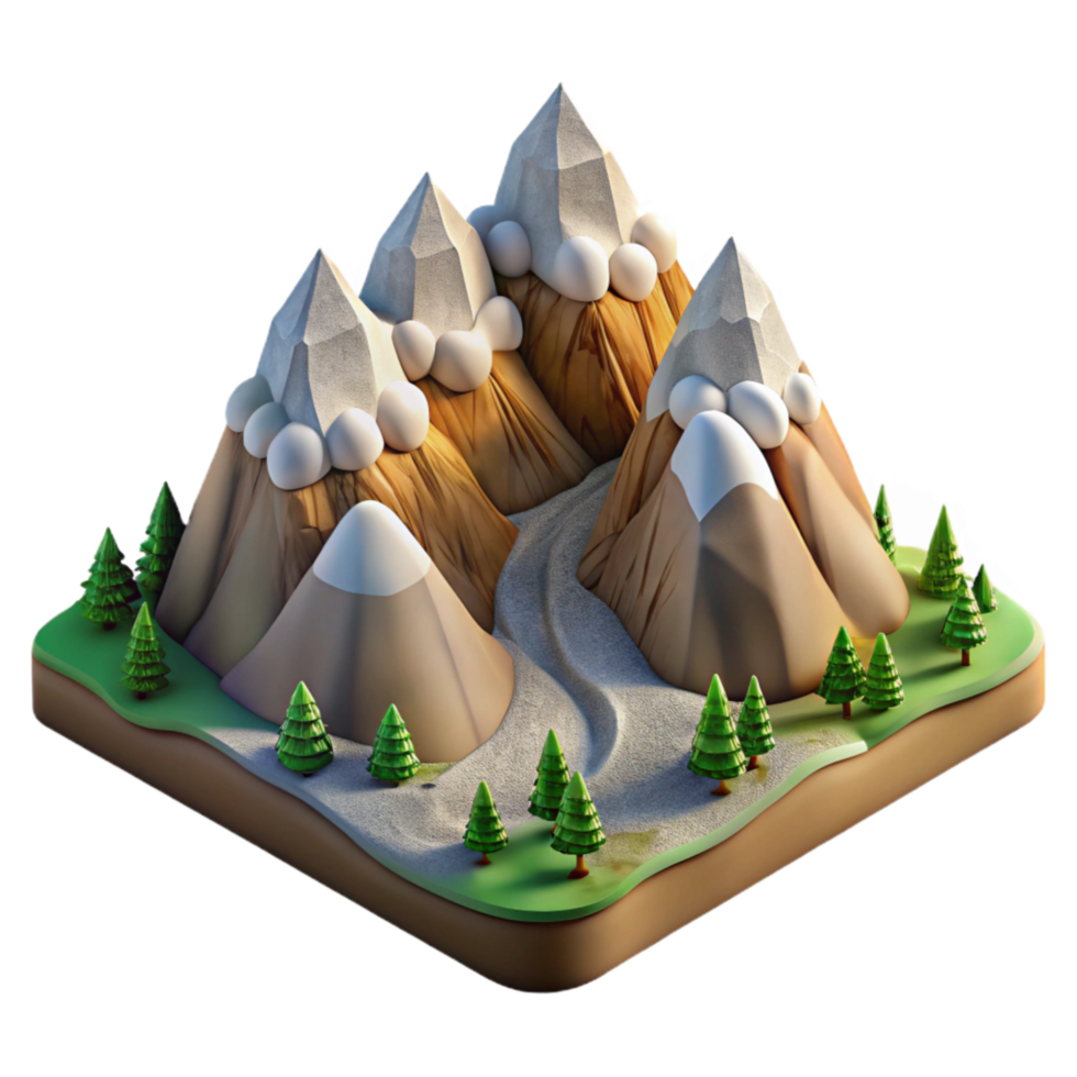 magnificent artistic Zephyr Zone Mountain Landscape Top View Isolated original png