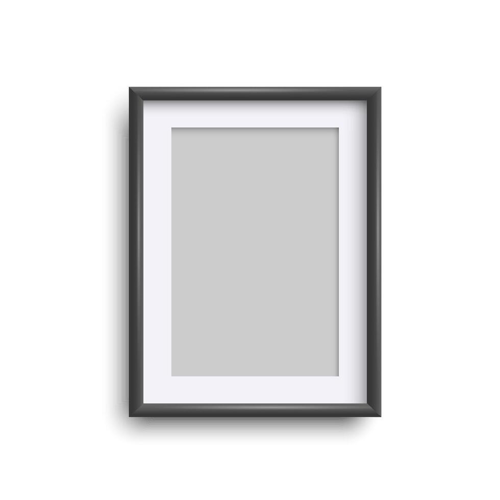 Rectangular black blank frame isolated on white background vector