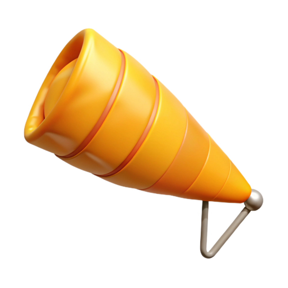 magnificent classic Zephyr Zone Windsock Isolated Element Bright Orange Color detailed png