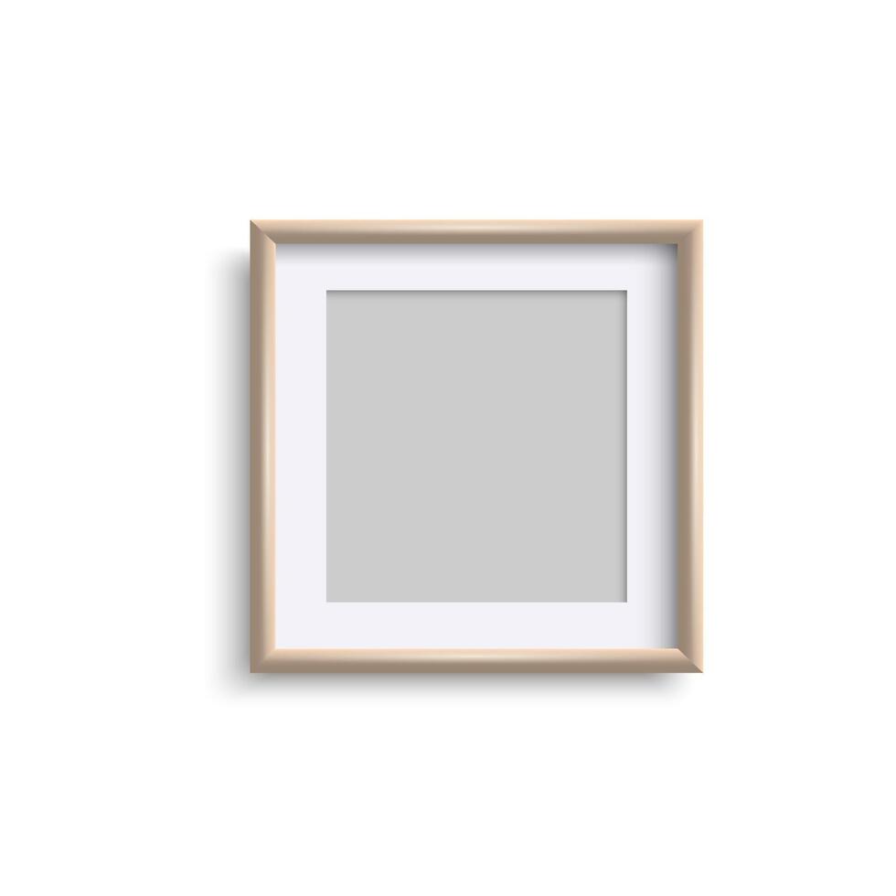 Realistic blank square wood frame with white paper vector