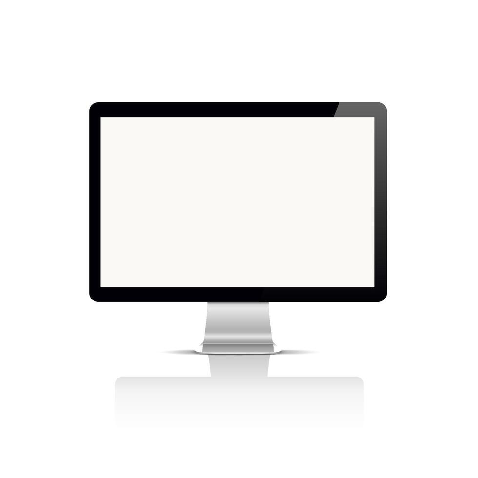 Realistic modern monitor front view on white background vector