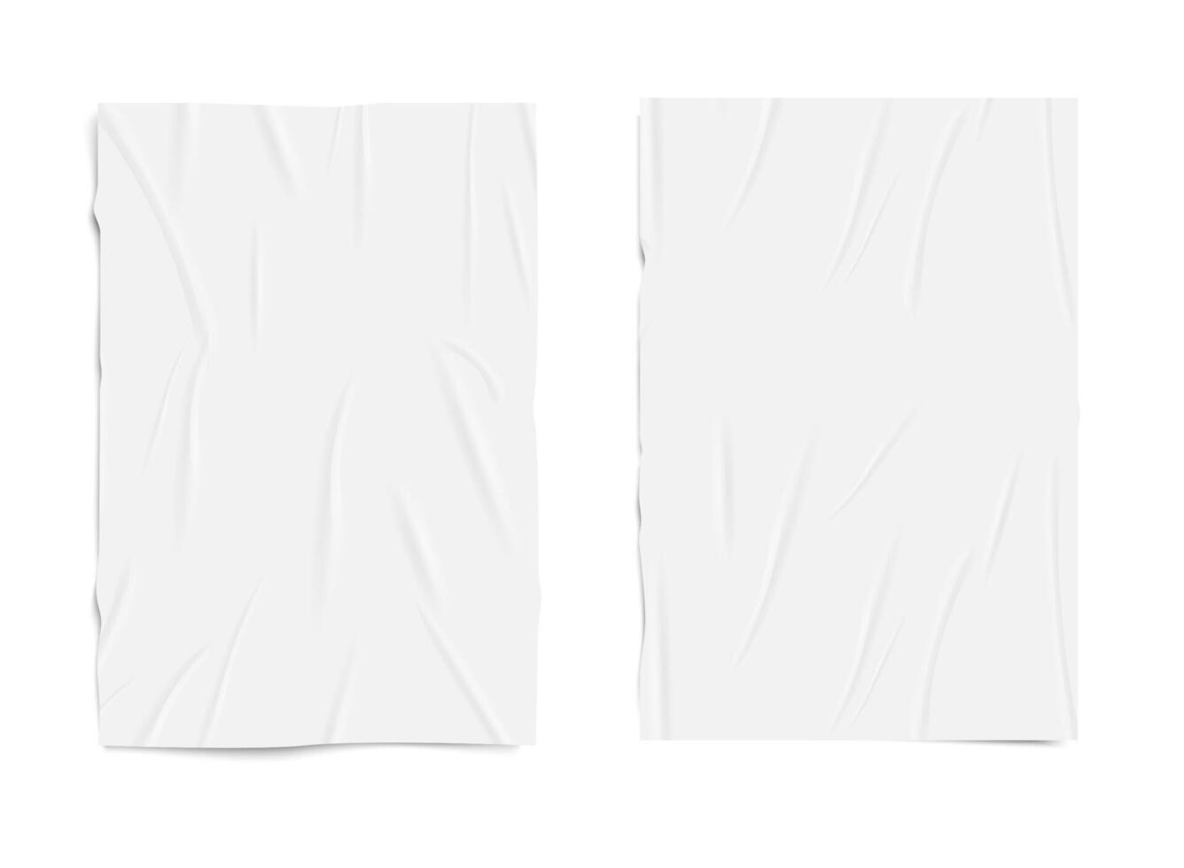 Crumpled and wet wrinkled blank paper texture sheet vector