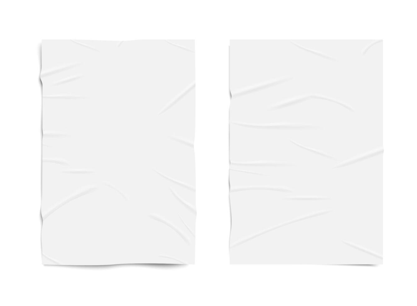 Wet crumpled and wrinkled blank paper texture sheet vector