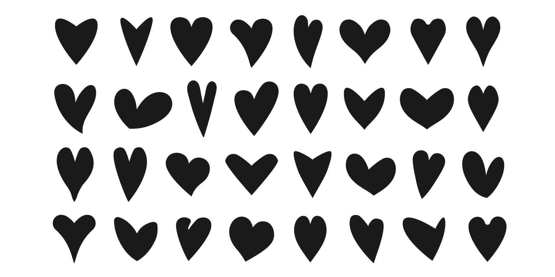 Hand drawn cute heart symbol silhouette vector