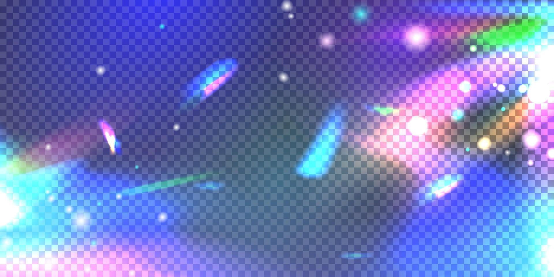 Abstract crystal holographic flare overlay with sparkling particles vector