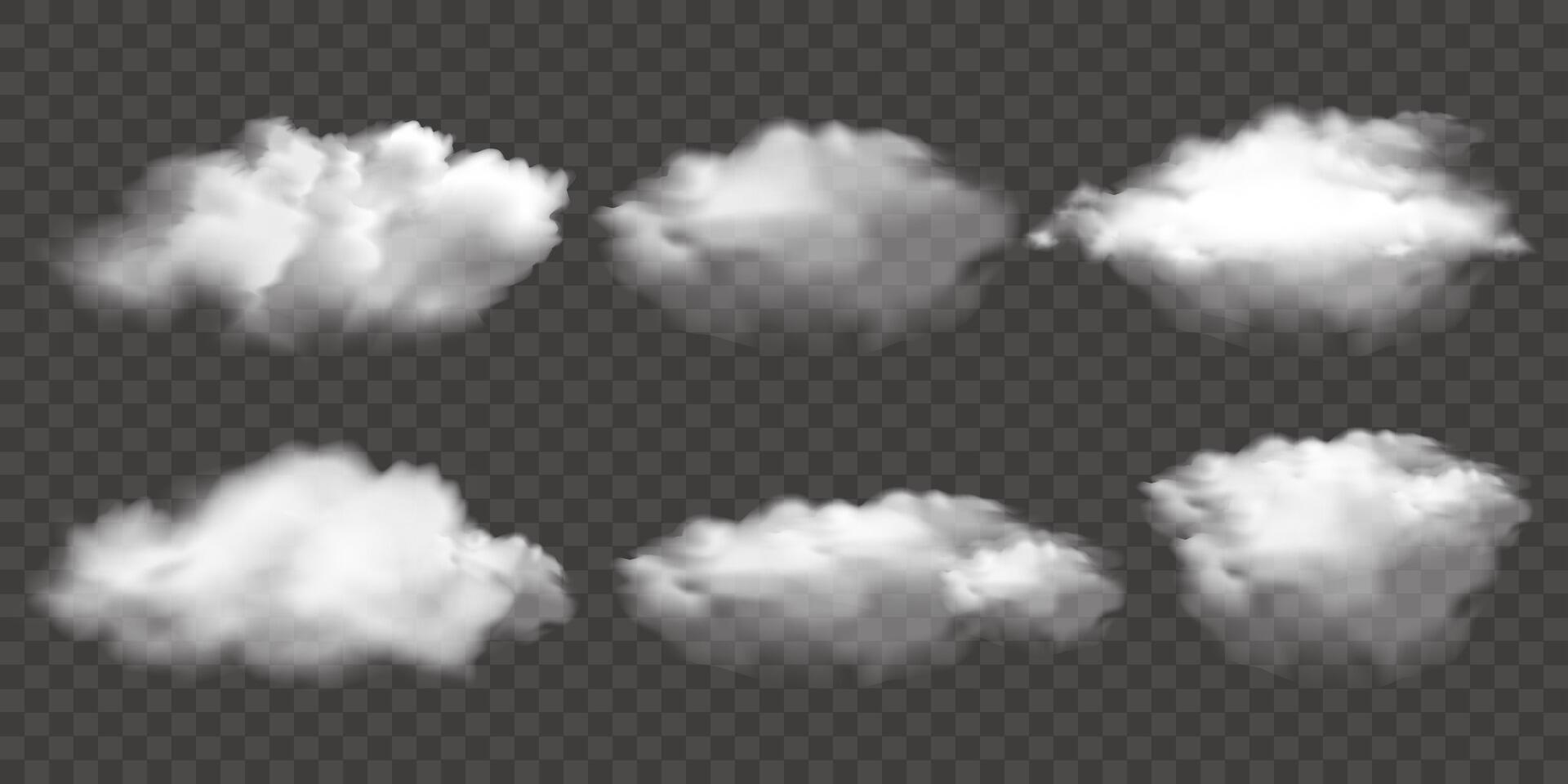 White realistic clouds on dark vector
