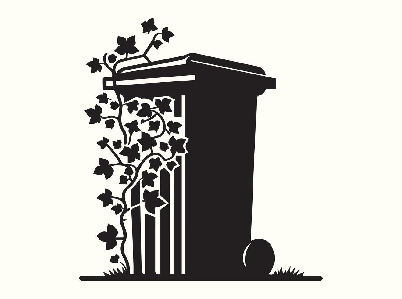 Minimalist Black Garbage Bin Silhouette vector