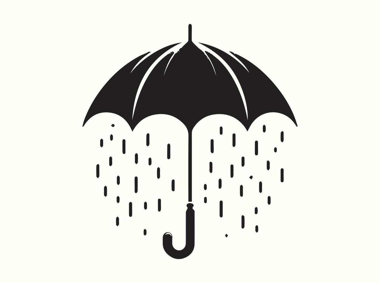Elegant Black Silhouette of a Rain Umbrella vector