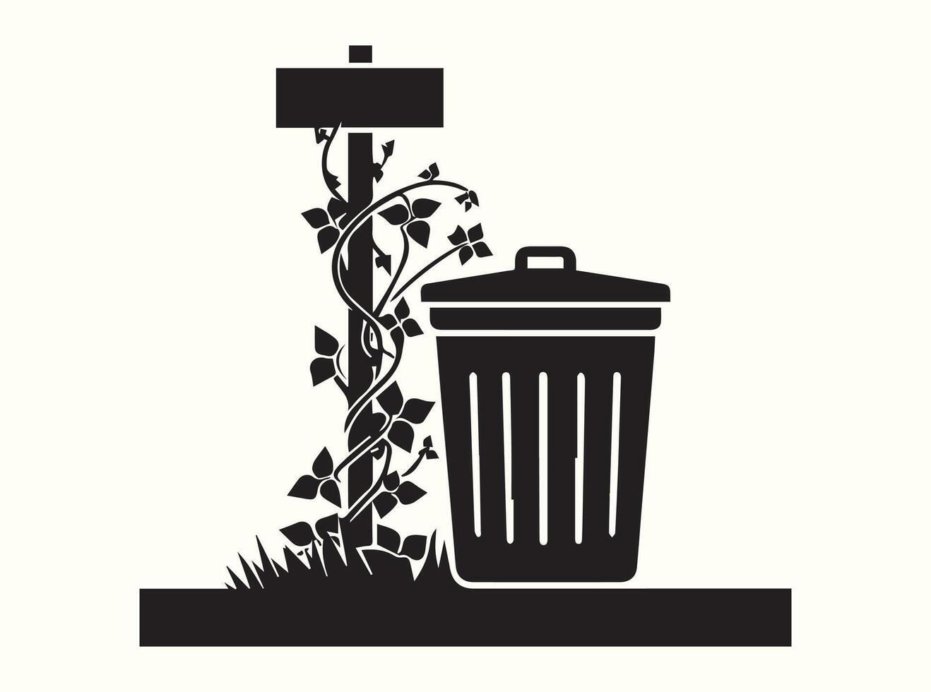 Solid Trash Can Outline Silhouette vector