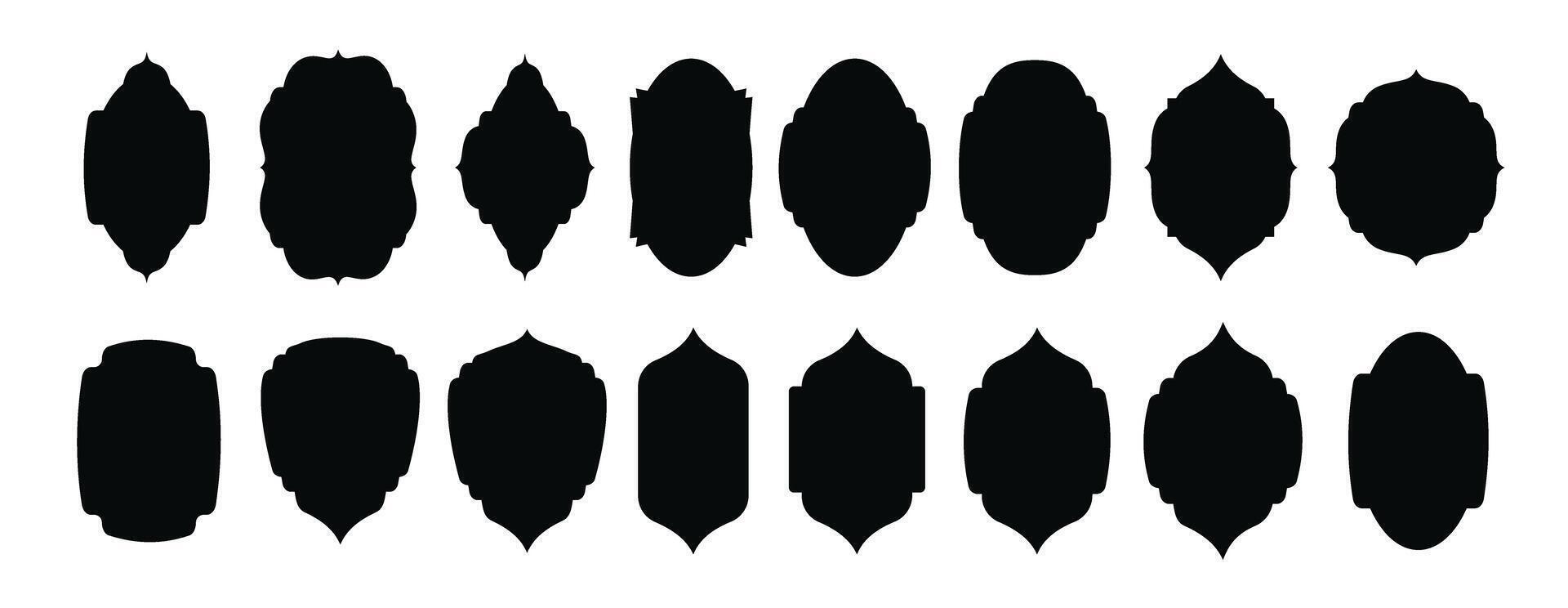 Set of vintage label and badges shape collections. Black template for patch. vector