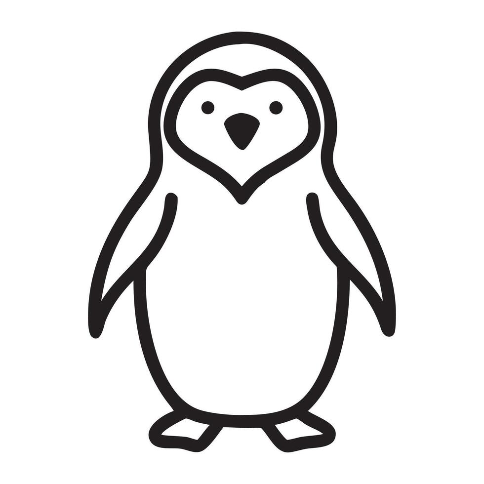 Cute Penguin Outline Simple Illustration vector