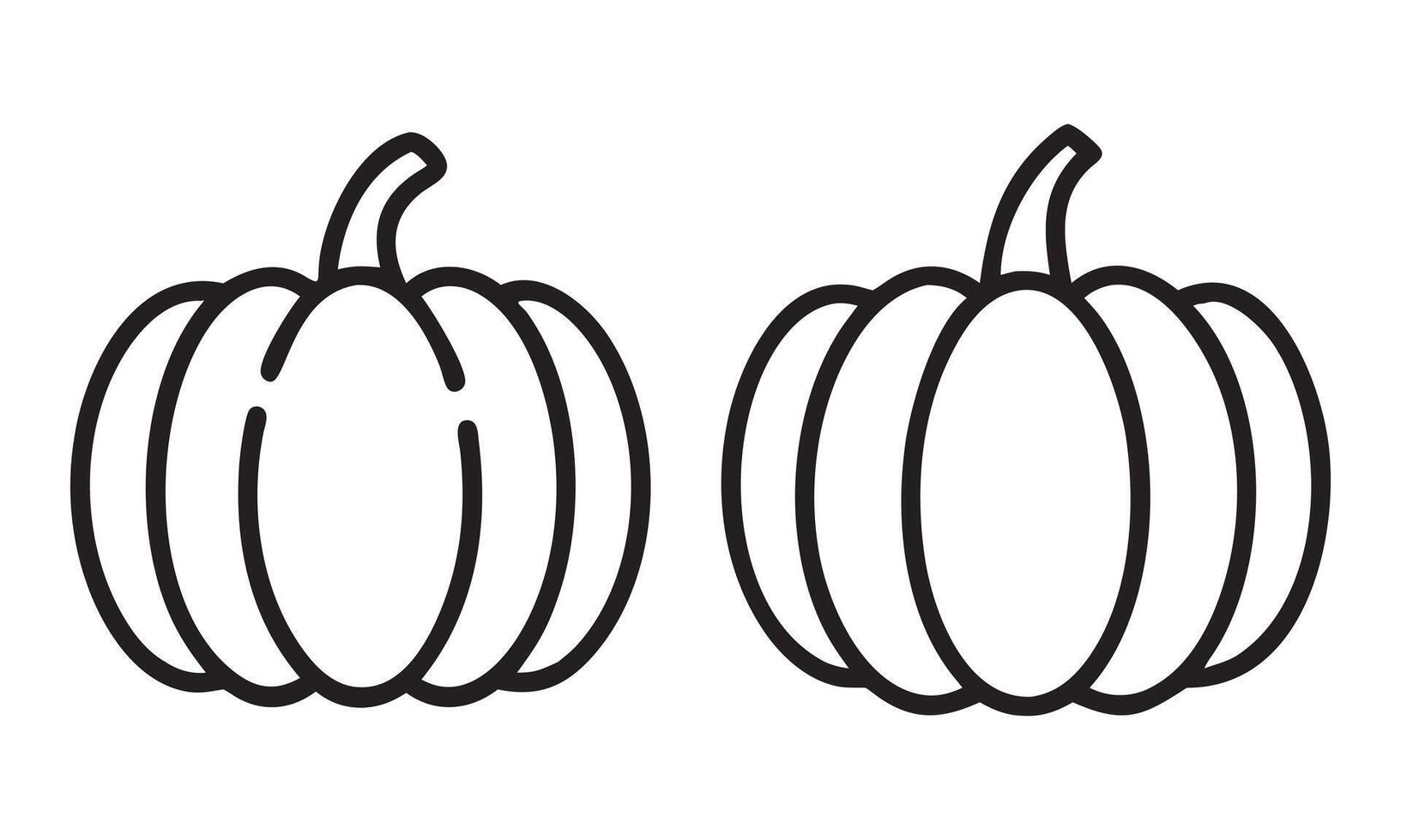 Two Pumpkins Outline Simple Drawing vector