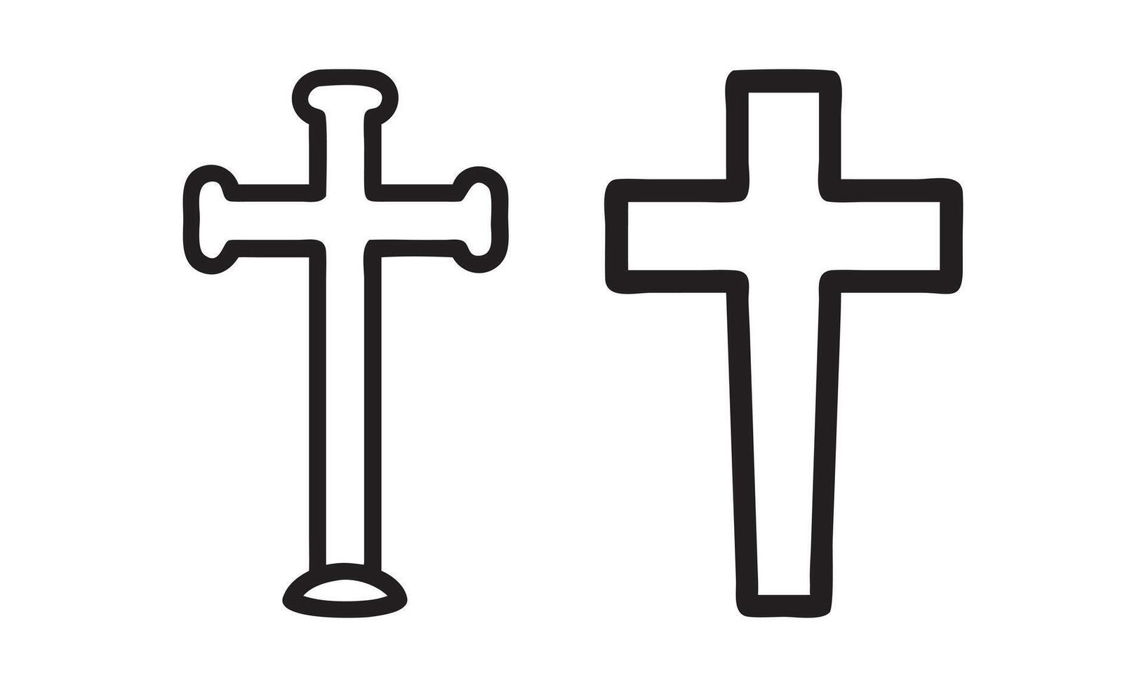 Two Christian Crosses Outline Simple vector