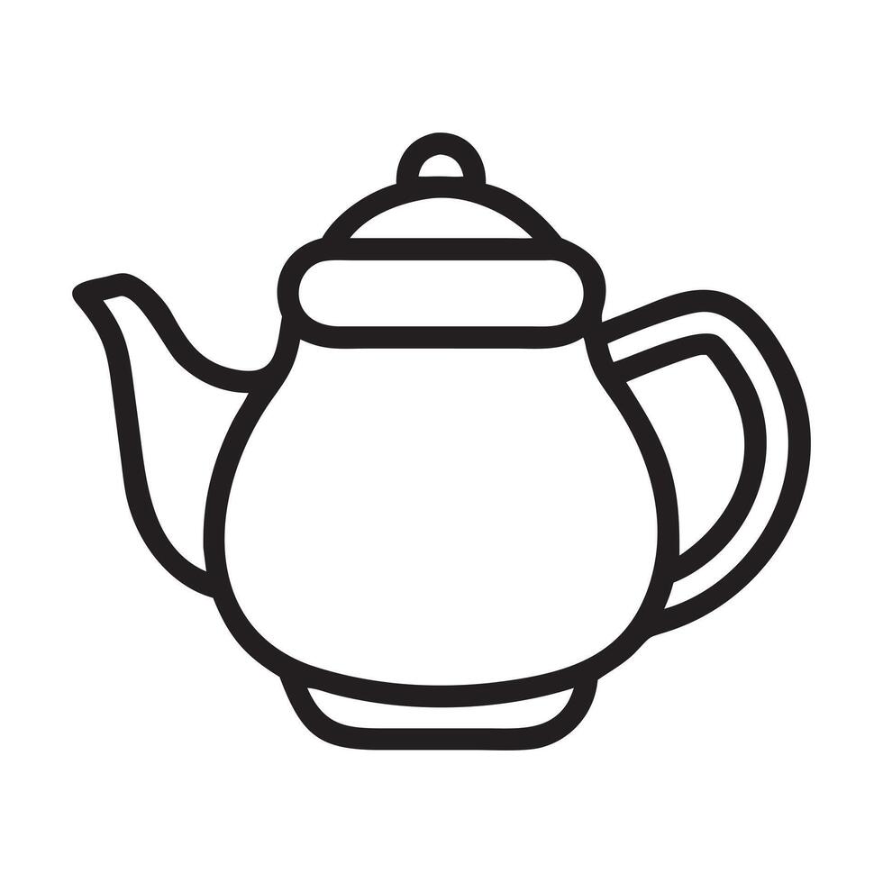 Teapot Outline Simple Kitchenware, teapot isolated on white background vector
